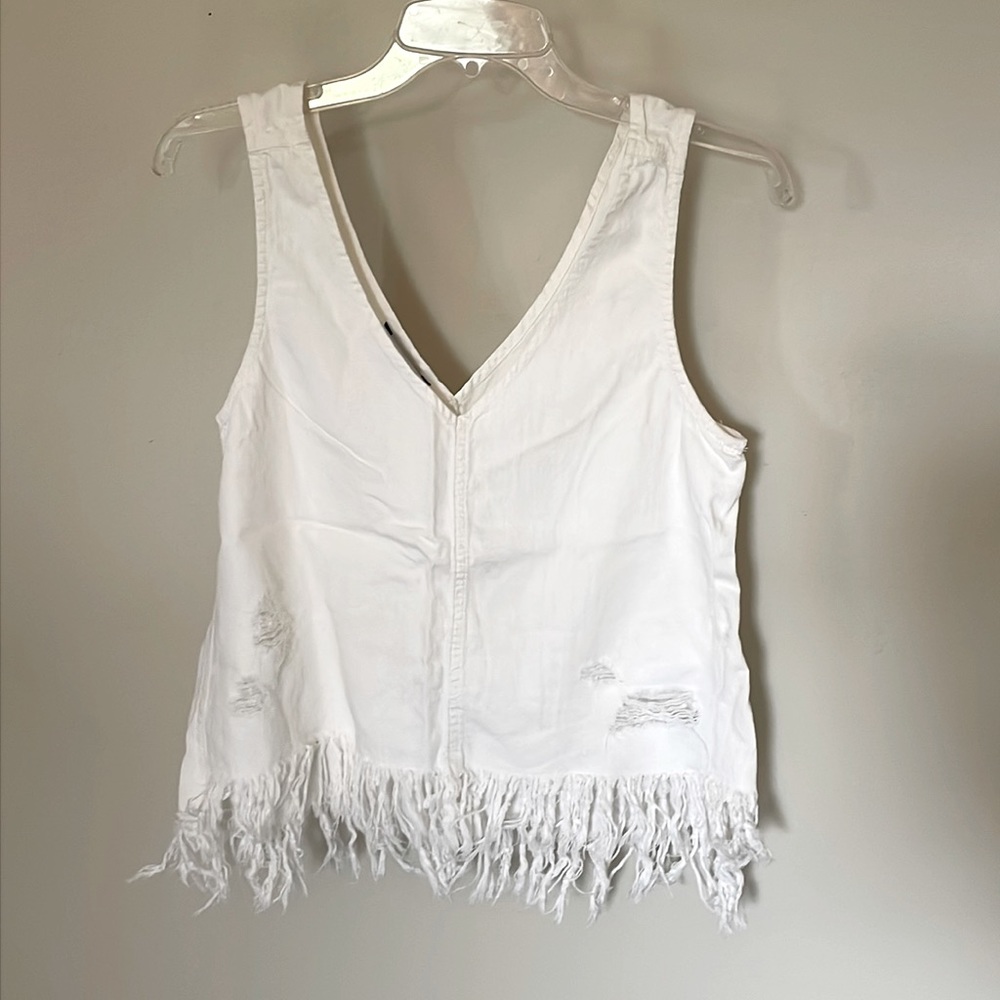American Eagle ivory v-neck denim tank top
